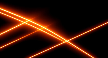 Glowing Orange Light Trails on Black Background with Futuristic Energy Lines.