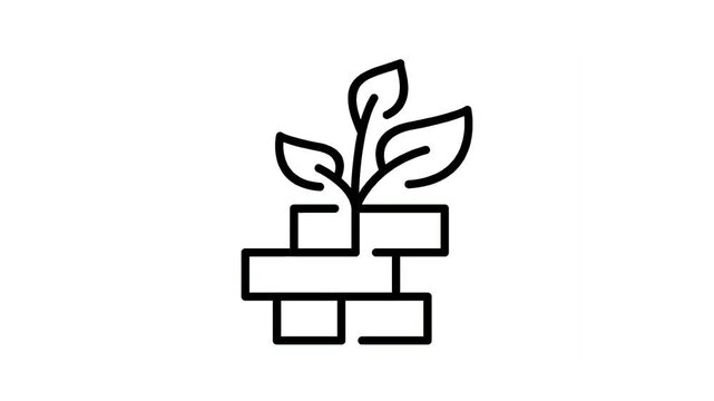 line icon business growth leaf graphic animation