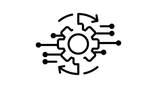 gear icon line arrow tech graphic animation