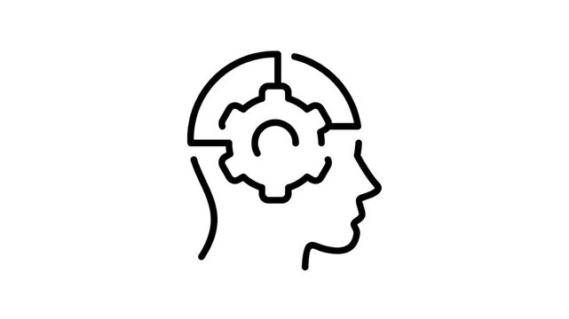 human gear line icon graphic animation