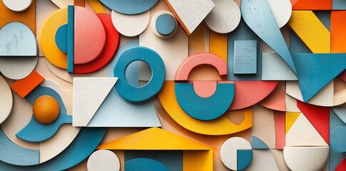 Colorful Geometric Shapes Abstract Art Composition for Creative Design