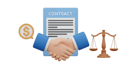 A conceptual 3d illustration representing a legal business agreement and financial transaction