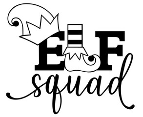 Elf Squad Christmas Typography with Elf Crown, Stockings and Shoes