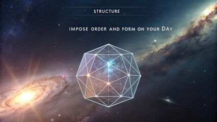 Geometric structure imposed on cosmic expanse, symbolizing order and form in data.