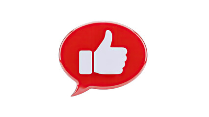 Thumbs Up Icon in Red Speech Bubble on White Background