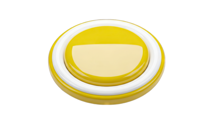 Yellow Button with White Ring Isolated on White Background
