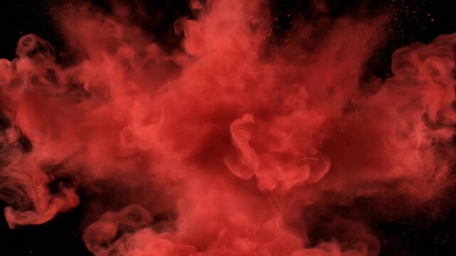 A dramatic scene of bright fire and thick red  smoke baclground with lighting up the dark sky like a powerful explosion