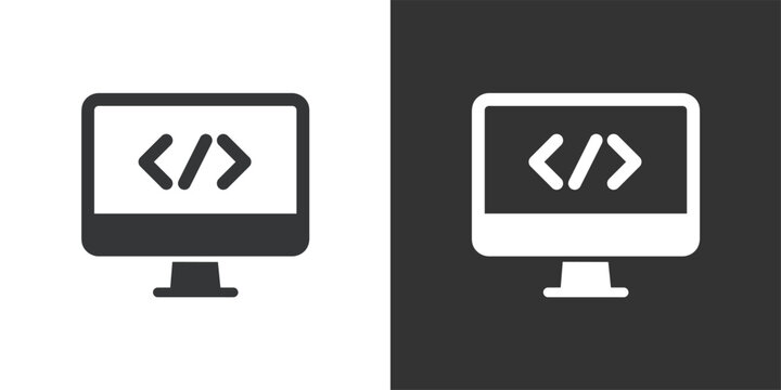 Source Code Monitor icon. Solid glyph series icon