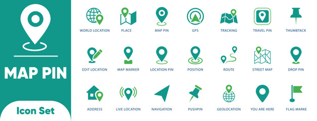 Map pin and location vectors. Features GPS, route, marker, and address symbols. Ideal for travel apps, navigation UI, and delivery tracking.