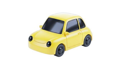 Yellow Cartoon Car Isolated on White Background