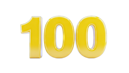 Yellow Number 100 Isolated on White Background