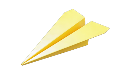 Yellow Paper Airplane Isolated on White Background