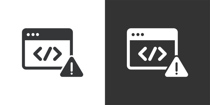 Source Code Warning icon. Solid glyph series icon