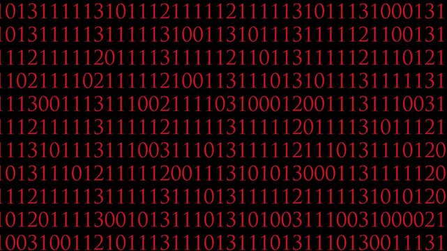 simple looping motion graphic featuring classic green binary code, Digital rain of binary code,
Binary code numbers sequence animation,  binary code and random numbers and digits loop Animation.