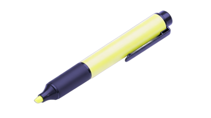 Yellow Highlighter Pen Isolated on White Background