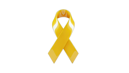 Yellow Ribbon Symbol of Support and Awareness on White Background