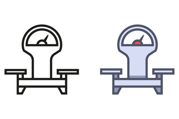 Black icon of grocery scales in a store. Flat illustration