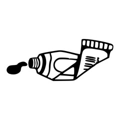 paint tube squeezing out color outline vector