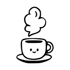 happy hot drink mug kawaii mascot vector