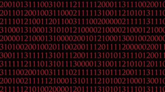 simple looping motion graphic featuring classic green binary code, Digital rain of binary code,
Binary code numbers sequence animation,  binary code and random numbers and digits loop Animation.