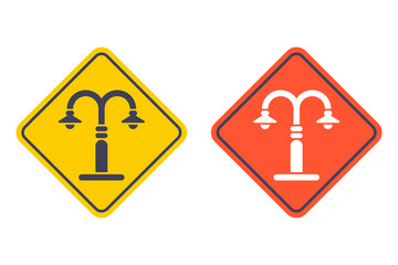 Black street lamp icon. Flat illustration.