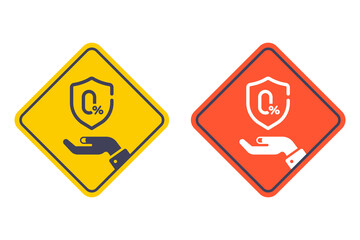 0 percent rate icon. Flat illustration.