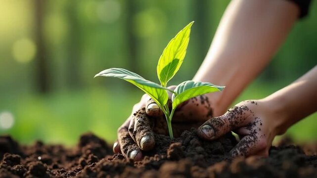 Protecting a Sapling for Arbor Day Future
