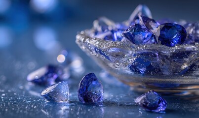 A bowl of blue gems