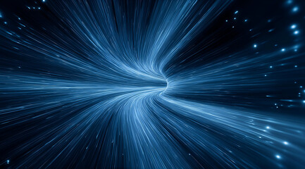 A stunning visual representation of dynamic motion with vibrant blue light streaks creating an effect of depth and energy.