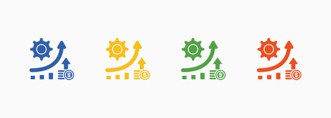 Efficiency Gain Icon Set Multiple Color Style Element For Design