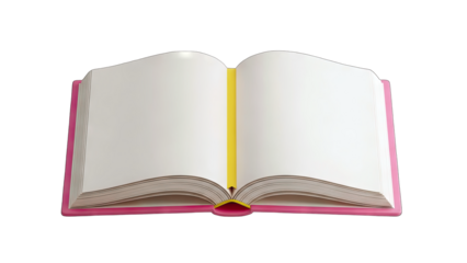 Open Book with Blank Pages on White Background