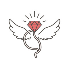 diamond fly wings cartoon illustration