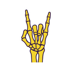 rock and roll hand bone skull art vector illustration