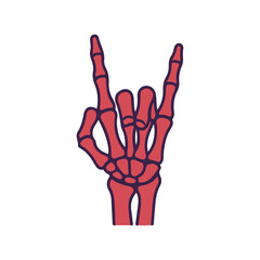 rock and roll hand bone skull art vector illustration