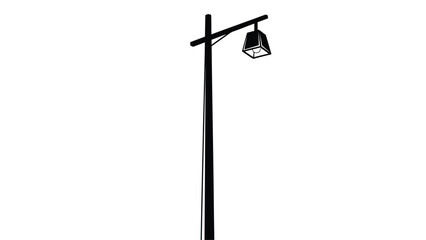 Fototapeta premium Simple black and white illustration of a solitary street lamp on white background
