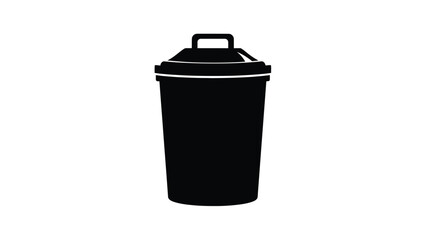 Simple black silhouette of a closed trash can with a handle