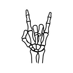 rock and roll hand bone skull art vector illustration