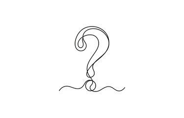 Continuous one line drawing of Question mark, Single line art, minimalist style question mark icon, vector illustration, isolated on transparent background.