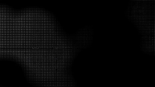 Abstract halftone dots pattern with white dot and black background. white dots and grid halftone retro vintage texture,
 hd animated abstract dot pattern background texture. halftone dots.