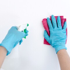 The picture shows wall cleaning