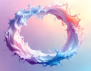 A vibrant ring of liquid in motion, showcasing a spectrum of pastel hues