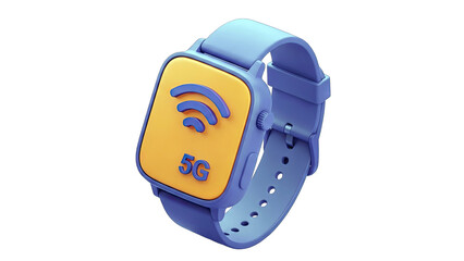 Smartwatch with 5G connection, wireless technology concept.