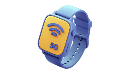 Smartwatch with 5G connection, wireless technology concept.