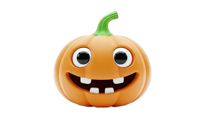 Smiling Pumpkin Character on White Background