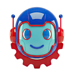 Smiling Robot Head with Gear - Technology Concept