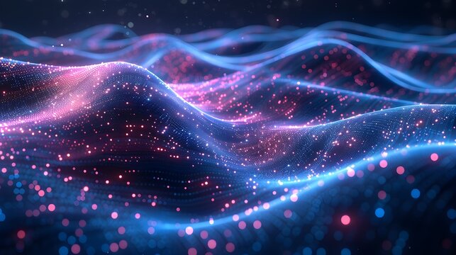 Data Stream Landscape 3d rendered - Powered by Adobe