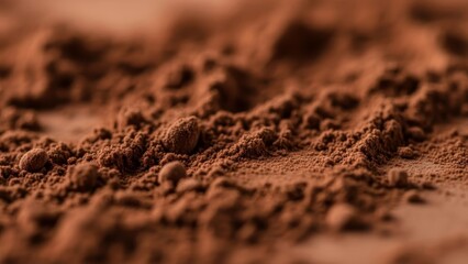 Close-up of cocoa powder texture with small lumps and smooth surface