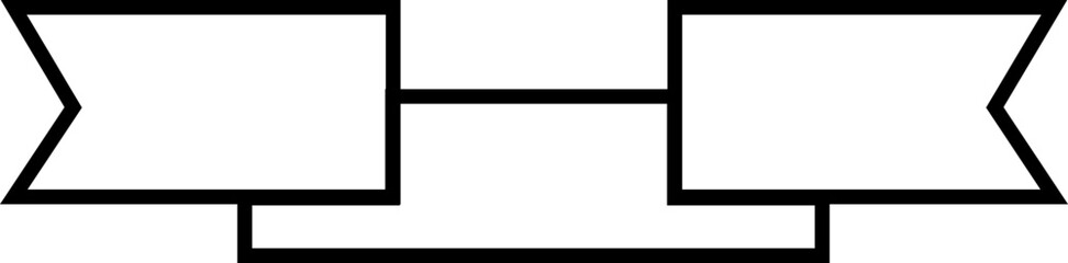 Obraz premium Ribbon banner icon black line style. Decorative outline strip silhouette, award tag sign, Vintage vector illustration for project design branding and presentation isolated on transparent background.