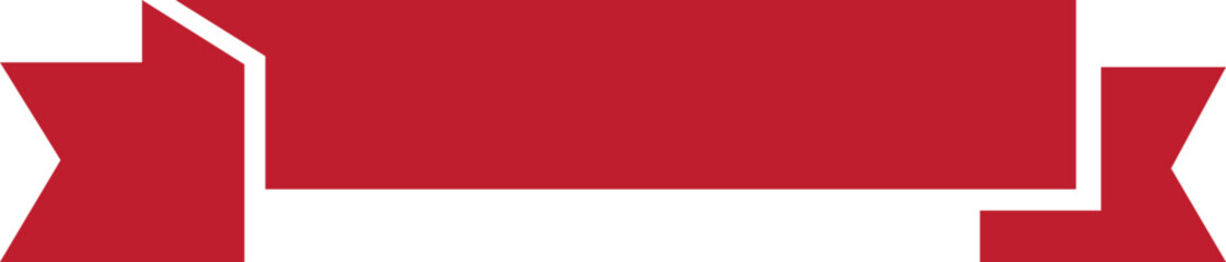 Ribbon banner icon in red flat style. Decorative label strip silhouette, award tag sign, Vintage vector illustration for project design branding and presentation isolated on transparent background.