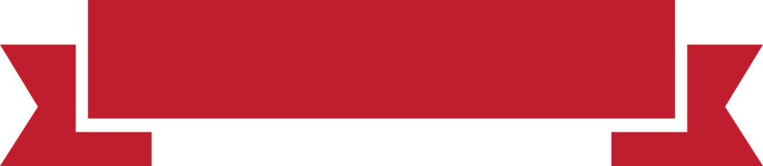 Ribbon banner icon in red flat style. Decorative label strip silhouette, award tag sign, Vintage vector illustration for project design branding and presentation isolated on transparent background.